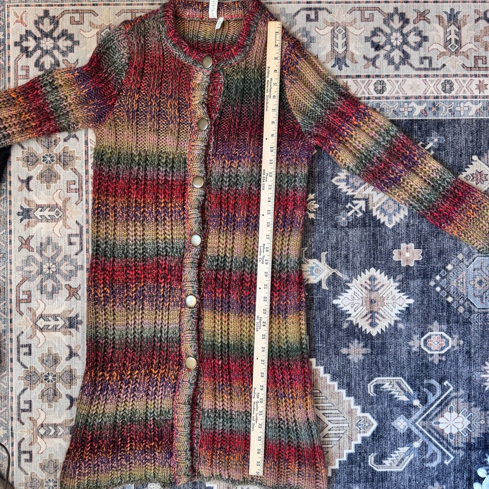 Sahalie Multicolor Chunky Knit Button-Down Women's Duster Cardigan Women’s Small - Picture 11 of 13